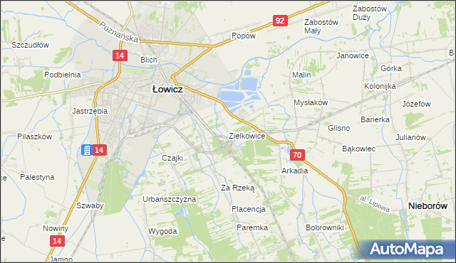 mapa Zielkowice, Zielkowice na mapie Targeo