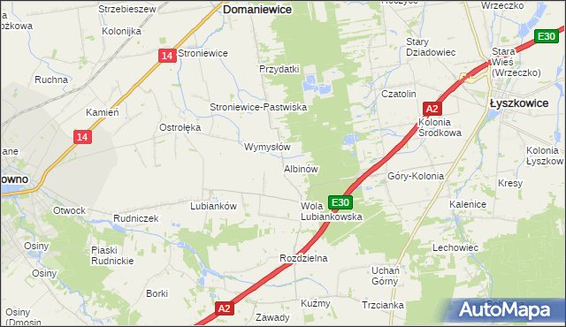 mapa Albinów gmina Głowno, Albinów gmina Głowno na mapie Targeo