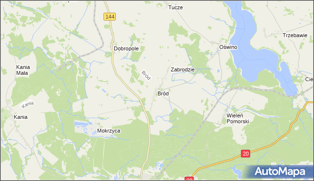mapa Bród gmina Chociwel, Bród gmina Chociwel na mapie Targeo
