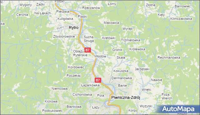 mapa Głębokie gmina Piwniczna-Zdrój, Głębokie gmina Piwniczna-Zdrój na mapie Targeo