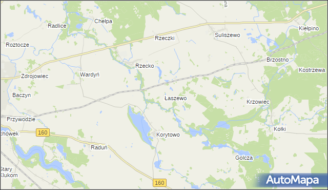 mapa Łaszewo gmina Choszczno, Łaszewo gmina Choszczno na mapie Targeo