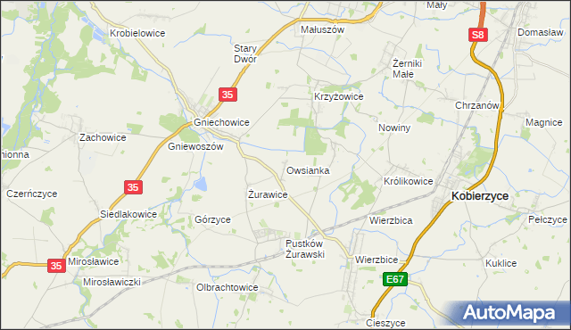 mapa Owsianka gmina Kobierzyce, Owsianka gmina Kobierzyce na mapie Targeo