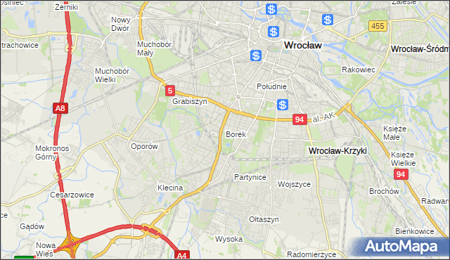 mapa Borek gmina Wrocław, Borek gmina Wrocław na mapie Targeo