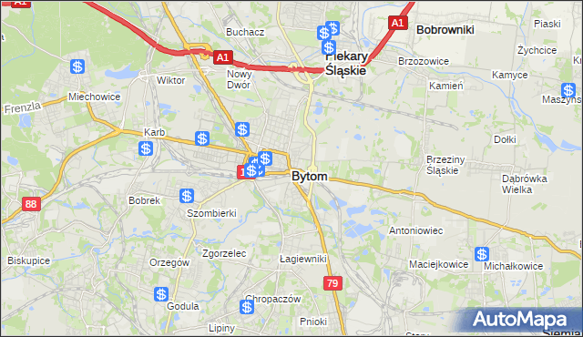 mapa Bytomia, Bytom na mapie Targeo