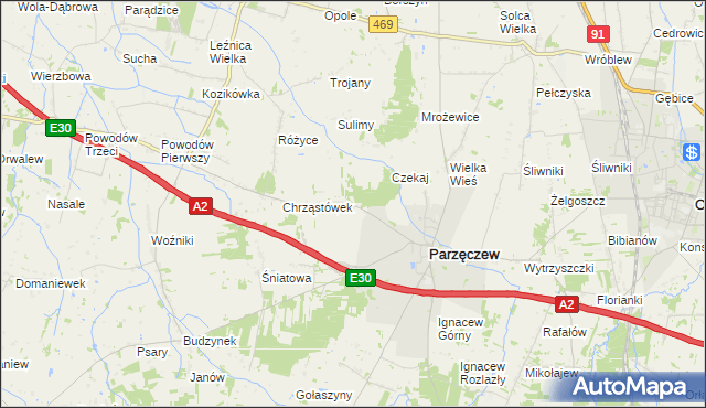 mapa Chrząstów Wielki, Chrząstów Wielki na mapie Targeo