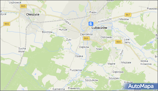 mapa Dąbków, Dąbków na mapie Targeo