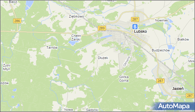 mapa Dłużek gmina Lubsko, Dłużek gmina Lubsko na mapie Targeo