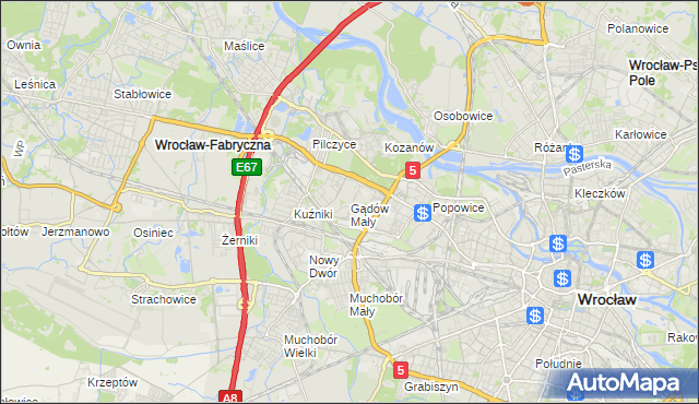 mapa Gądów Mały, Gądów Mały na mapie Targeo