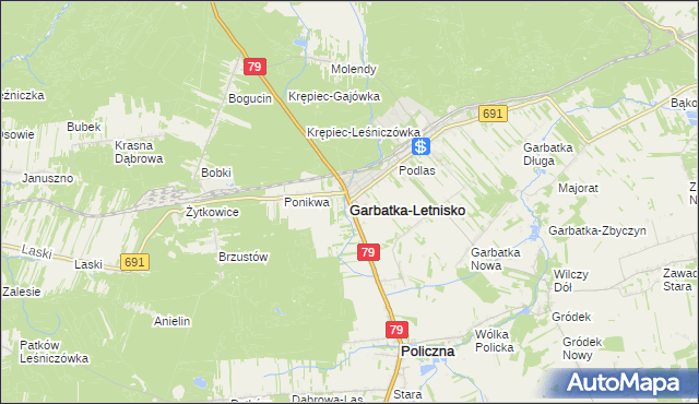 mapa Garbatka-Letnisko, Garbatka-Letnisko na mapie Targeo