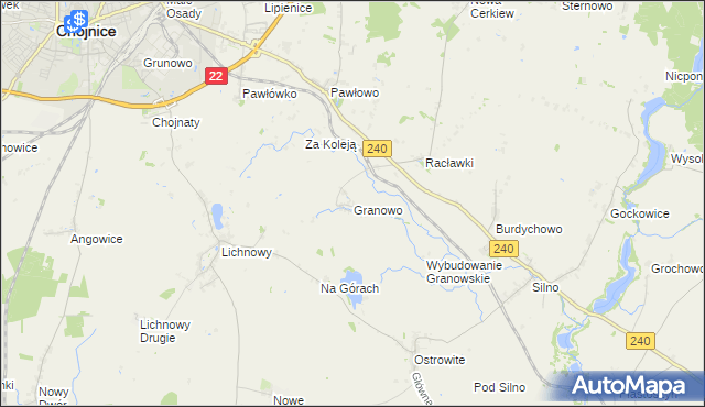 mapa Granowo gmina Chojnice, Granowo gmina Chojnice na mapie Targeo
