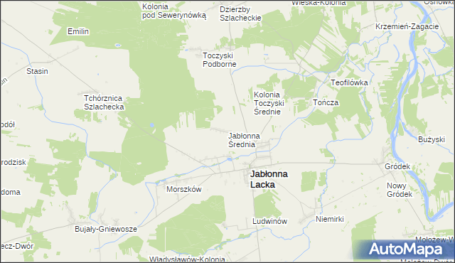 mapa Jabłonna Średnia, Jabłonna Średnia na mapie Targeo