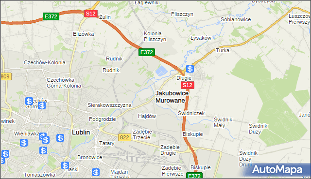 mapa Jakubowice Murowane, Jakubowice Murowane na mapie Targeo