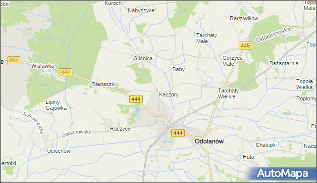 mapa Kaczory gmina Odolanów, Kaczory gmina Odolanów na mapie Targeo