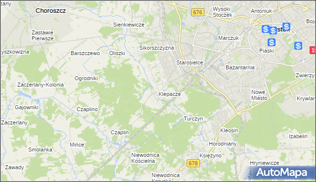 mapa Klepacze gmina Choroszcz, Klepacze gmina Choroszcz na mapie Targeo