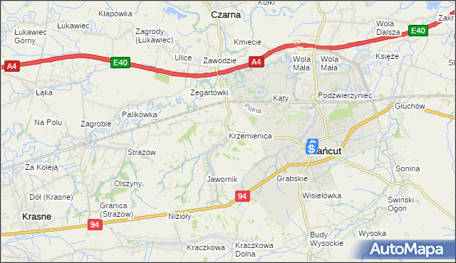 mapa Krzemienica gmina Czarna, Krzemienica gmina Czarna na mapie Targeo