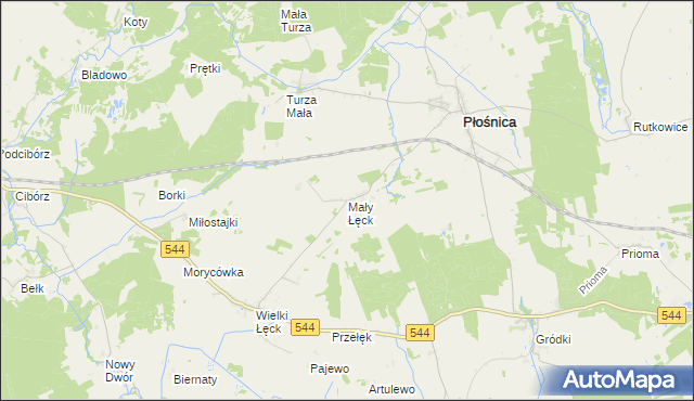 mapa Mały Łęck, Mały Łęck na mapie Targeo