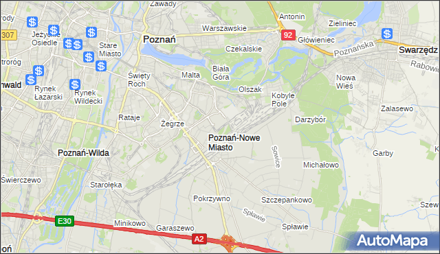 mapa Nowe Miasto gmina Poznań, Nowe Miasto gmina Poznań na mapie Targeo