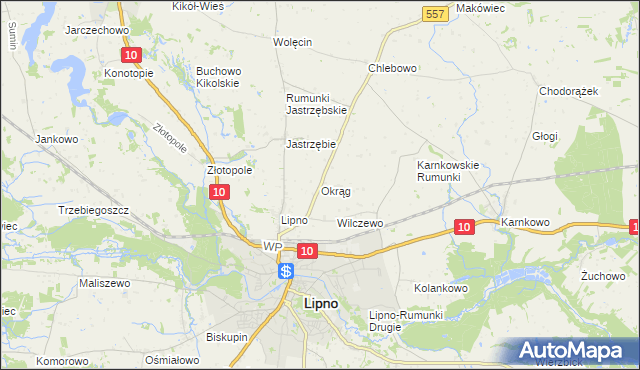 mapa Okrąg, Okrąg na mapie Targeo