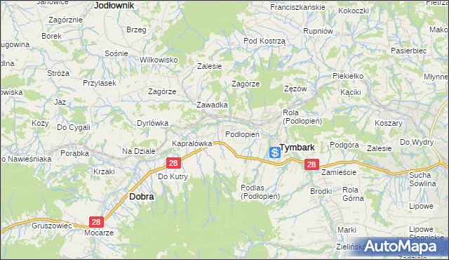 mapa Podłopień, Podłopień na mapie Targeo