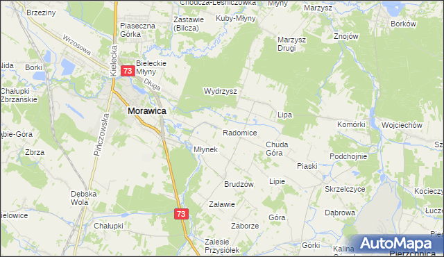 mapa Radomice gmina Morawica, Radomice gmina Morawica na mapie Targeo