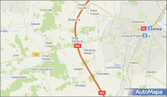mapa Sierzputy Młode, Sierzputy Młode na mapie Targeo