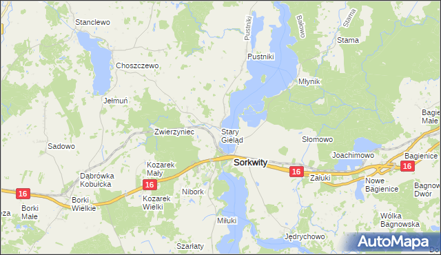 mapa Stary Gieląd, Stary Gieląd na mapie Targeo