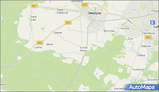 mapa Sucha Wola, Sucha Wola na mapie Targeo