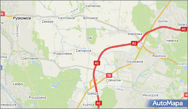 mapa Świętoszowice, Świętoszowice na mapie Targeo