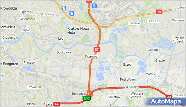 mapa Ulica gmina Kraków, Ulica gmina Kraków na mapie Targeo