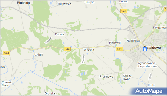 mapa Wysoka gmina Działdowo, Wysoka gmina Działdowo na mapie Targeo