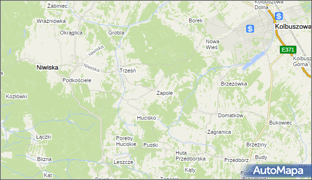 mapa Zapole gmina Niwiska, Zapole gmina Niwiska na mapie Targeo