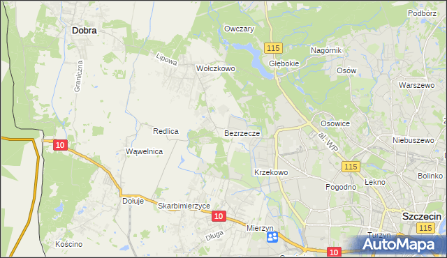 mapa Bezrzecze, Bezrzecze na mapie Targeo