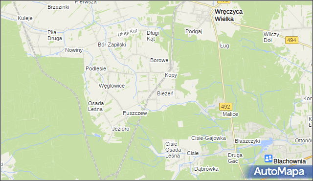 mapa Bieżeń, Bieżeń na mapie Targeo