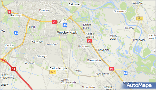 mapa Brochów gmina Wrocław, Brochów gmina Wrocław na mapie Targeo