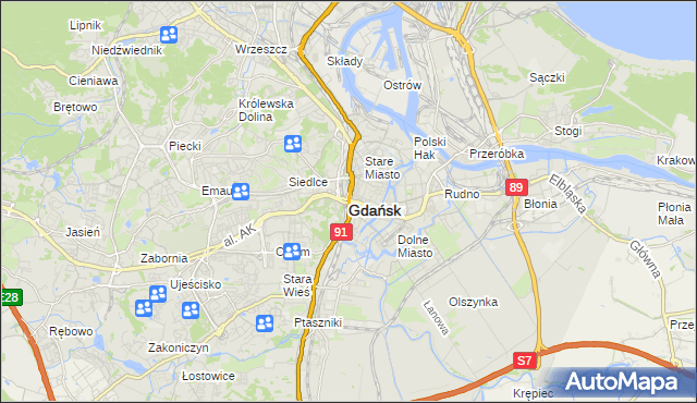 mapa Gdańska, Gdańsk na mapie Targeo