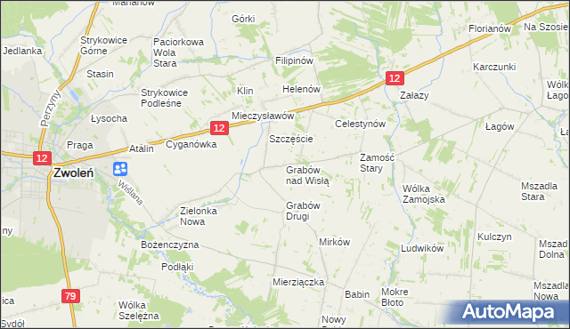 mapa Grabów nad Wisłą, Grabów nad Wisłą na mapie Targeo