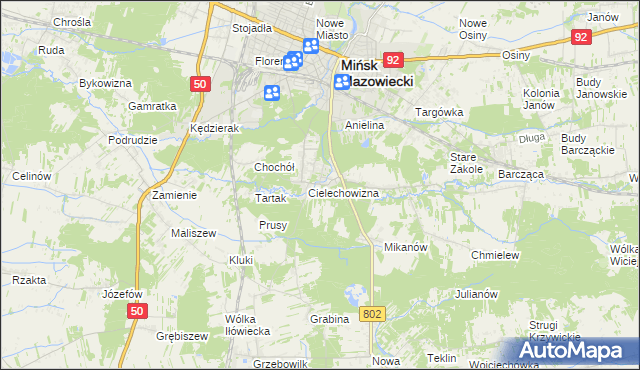 mapa Huta Mińska, Huta Mińska na mapie Targeo