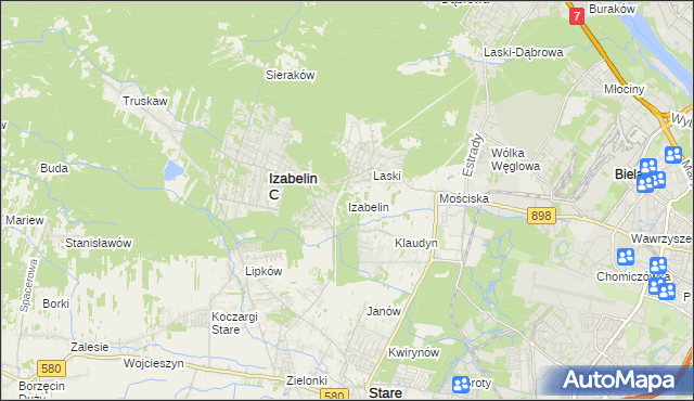 mapa Izabelin powiat warszawski zachodni, Izabelin powiat warszawski zachodni na mapie Targeo