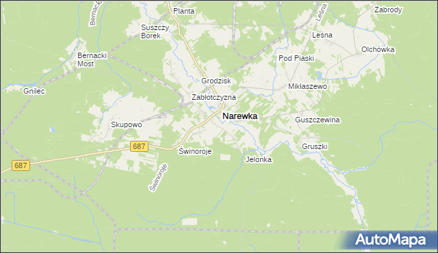 mapa Janowo gmina Narewka, Janowo gmina Narewka na mapie Targeo