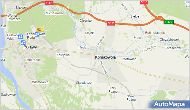 mapa Końskowola, Końskowola na mapie Targeo
