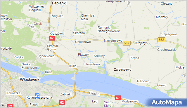 mapa Krępiny Kolonia, Krępiny Kolonia na mapie Targeo