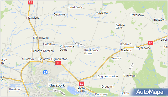 mapa Kujakowice Górne, Kujakowice Górne na mapie Targeo