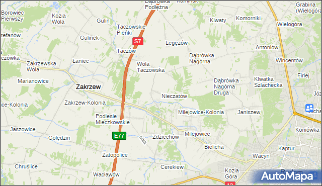 mapa Nieczatów, Nieczatów na mapie Targeo