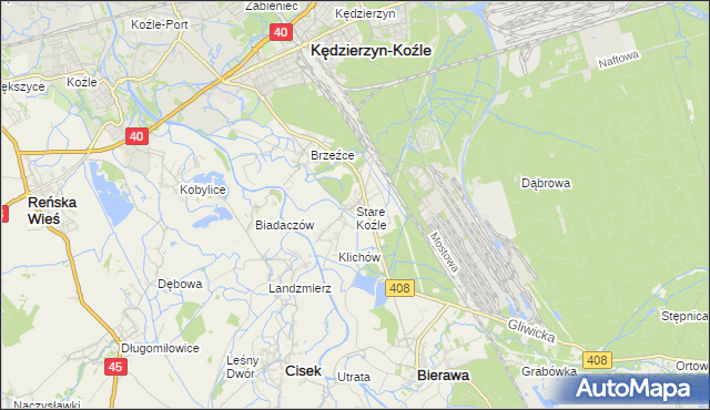 mapa Stare Koźle, Stare Koźle na mapie Targeo