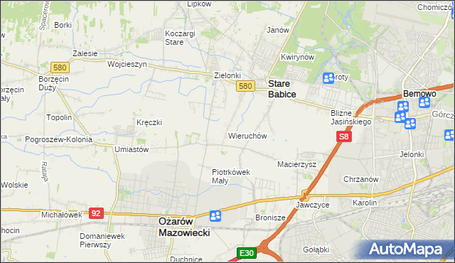 mapa Wieruchów, Wieruchów na mapie Targeo