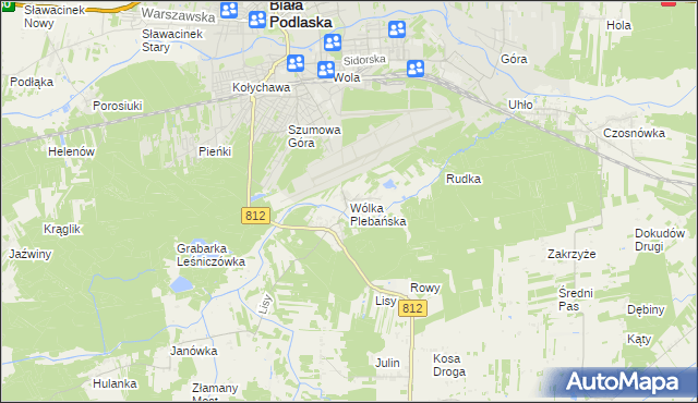 mapa Wólka Plebańska gmina Biała Podlaska, Wólka Plebańska gmina Biała Podlaska na mapie Targeo