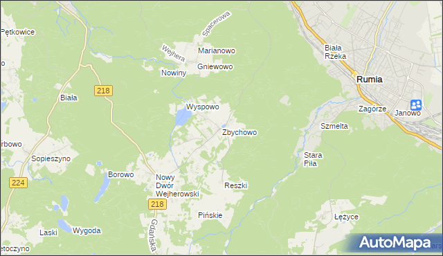 mapa Zbychowo, Zbychowo na mapie Targeo