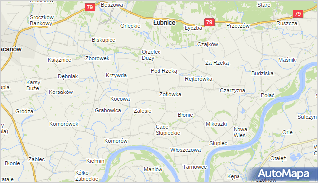 mapa Zofiówka gmina Łubnice, Zofiówka gmina Łubnice na mapie Targeo