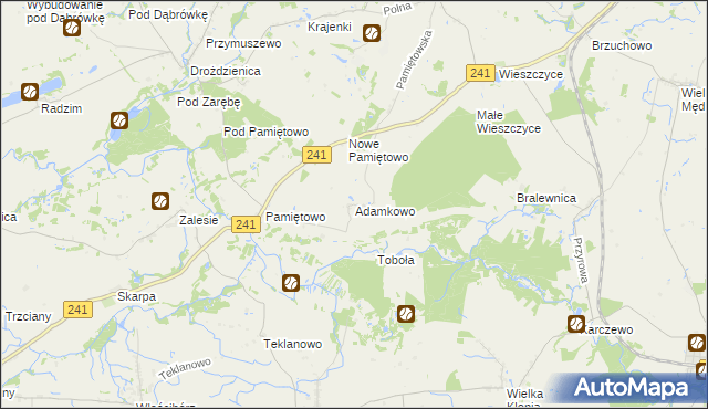 mapa Adamkowo, Adamkowo na mapie Targeo