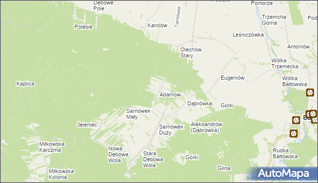 mapa Adamów gmina Sienno, Adamów gmina Sienno na mapie Targeo